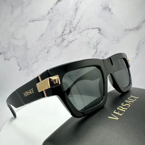 VERSACE Sunglasses New Black Gold Medusa Logo Special Project Dwayne Wade 55 mm - Picture 6 of 16